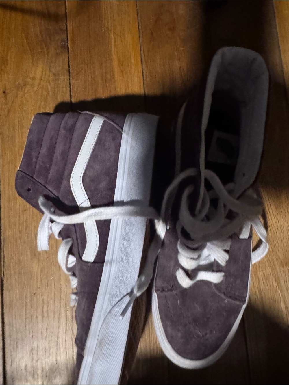Vans Purple Suede High-Top Sneakers with White Stripe